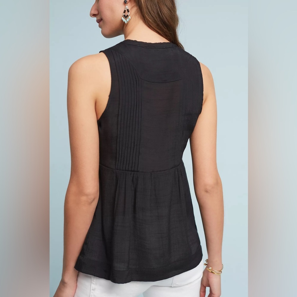 054 MAEVE Women's Pintucked Sleeveless Blouse - Black, Large - Picture 6 of 6